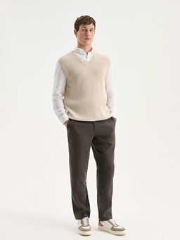 Standart Kal?p V Yaka Erkek Triko S?veter