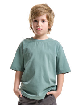Футболка фисташковая детская хлопок подросткам 22-7627 - Mini maxi фото 23