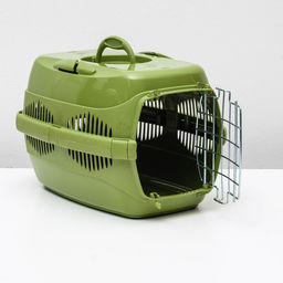 Переноска для животных до 9 кг Пижон, металлическая дверь, 43 х 29 х 27,5 см, оливковая  фото 5