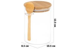 Банка д/хранения 550 мл 10,5*8,5*12,5 см Crystal glass + бамбук.крышка + бамбук.ложка, стекло - Elan gallery фото 2