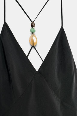 VESTIDO MIDI TIRANTES PIEDRAS / Negro - Zara фото 6