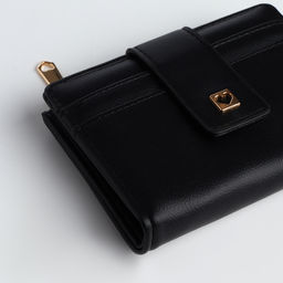 Кошелёк женский на кнопке, 12.5×2×9 см, однотонный, чёрный