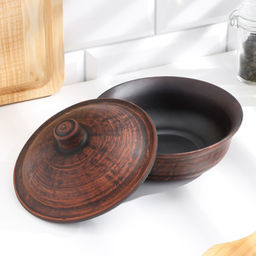 Форма для запекания с крышкой, 550 мл., 16×11 см, красная глина