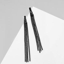 Серьги висячие со стразами «Лёд» 4 нити, цвет чёрный, 11,5 см