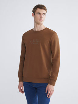 Bisiklet Yaka Bask?l? Erkek Sweatshirt