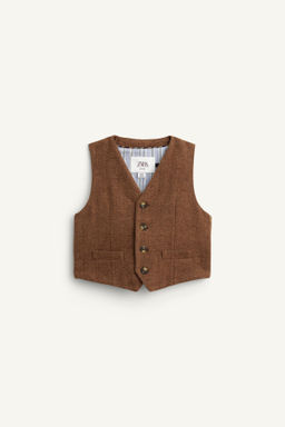 LIMITED EDITION HERRINGBONE WAISTCOAT WITH WOOL - Zara фото 3