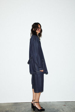 TRF DENIM SHORT TRENCH COAT