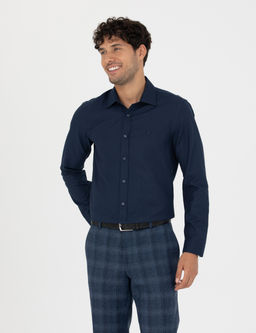 Lacivert Slim Fit Uzun Kollu G_mlek