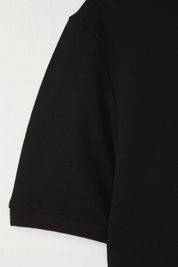 Siyah Regular/Normal Kesim Kartal Nak?s Detayl? Polo Yaka T-shirt TMNSS25PO00017