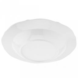 "Совершенство" Тарелка глубокая фарфоровая д255мм h39мм, 620мл, белый, рельефный декор, волнистый край (Китай)
