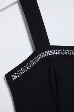 TRENDYOLMILLA Siyah A-Kesim Tas Aksesuar Detayl? Straplez Dokuma S?k Elbise TPRSS25EL00083 фото 4