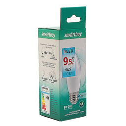 Цена за 2 шт. Лампа светодиодная Smartbuy, Е27, C37, 9.5 Вт, 4000 К, дневной белый свет
