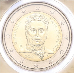 2 евро 2014 года Сан-Марино 90 лет со дня смерти Джакомо Пуччини (в буклете)