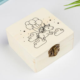 Цена за 5 шт. Шкатулка для росписи дерево «Единорожка среди облачков», заготовка, 5×10×10 см