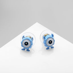Серьги с эмалью Монстрики с рожками и ногами, цвет бело-голубой