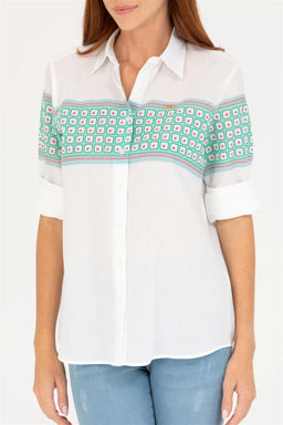 Женская рубашка цвета морской волны с длинным рукавом - U.s. polo assn фото 13