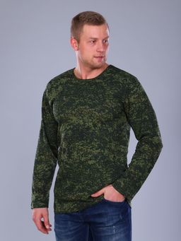 Футболка мужская длинный рукав из кулирки цифра зеленый - Амадэль фото 3