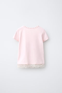 CAMISETA TACHAS BAJO LACE / Rosa - Zara фото 2