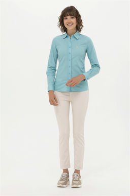 Женская мятная базовая рубашка с длинным рукавом Неожиданная скидка в корзине - U.s. polo assn фото 3