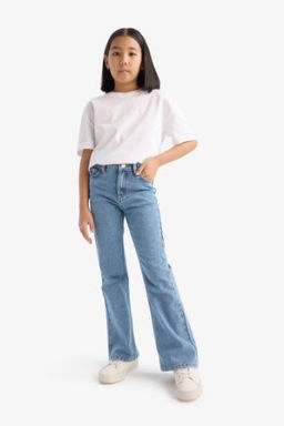 K?z Cocuk Flare Fit Ispanyol Paca Jean Pantolon