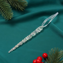 Цена за 3 шт. Ёлочная игрушка Зимнее волшебство. Сосулька, 14.51 см, прозрачный перелив  фото 5