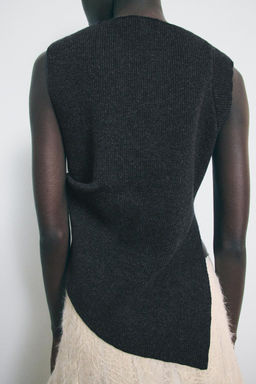WOOL SLEEVELESS JUMPER WITH SIDE PLEATS - Zara фото 3