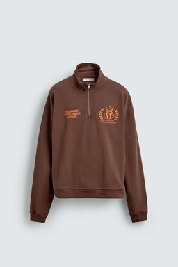 SUDADERA CUELLO CREMALLERA TEXTOS CONTRASTE / Marr?n - Zara фото 7