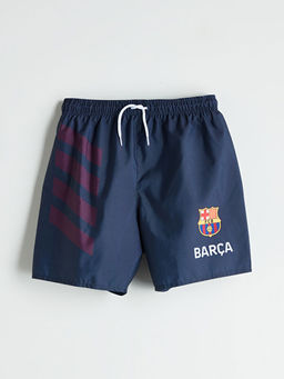 Beli Lastikli Barcelona Bask?l? Erkek ?ocuk Deniz ?ortu