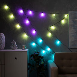 Умная гирлянда Нить 6 м с насадками Шишки, IP20, тёмная нить, 20 LED, свечение RGB, USB - Luazon lighting фото 4