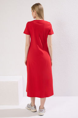 TRENDYOLMILLA Siyah Cepli Premium Bisiklet Yaka A-Line Orme Midi Elbise TWOSS24EL00169  фото 18