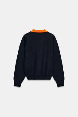 CONTRAST COLLAR KNIT POLO SHIRT - Zara фото 6