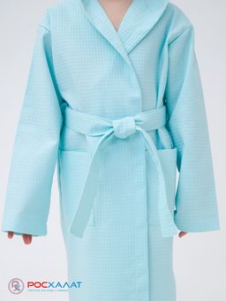 Детский вафельный халат с капюшоном мятный В-07 (19)