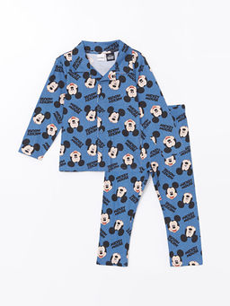 Polo Yaka Mickey Mouse Bask?l? Erkek ?ocuk Pijama Tak?m