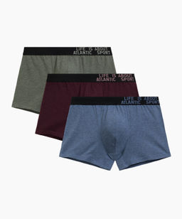 ATLANTIC 3MH-226 Трусы шорты Melange - набор 3 шт. зеленый меланж + винный меланж + голубой меланж
