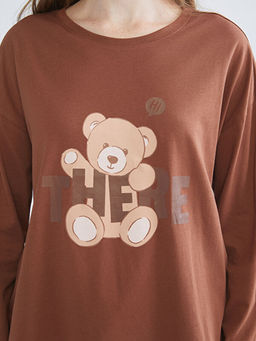 Bisiklet Yaka Bask?l? Kad?n Pijama Tak?m?