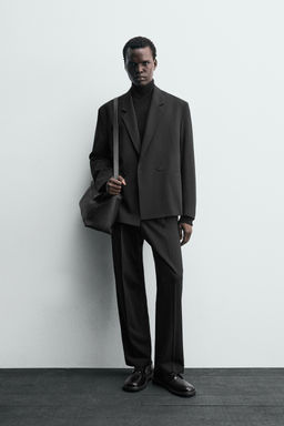 DOUBLE-BREASTED WOOL BLEND SUIT BLAZER