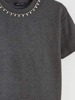 Bisiklet Yaka Ta?l? Kad?n Triko Kazak