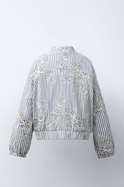 CAZADORA BOMBER RAYAS BORDADA / Azul / Blanco - Zara фото 4