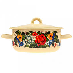 "Татьяна" Кастрюля эмалированная 1,45л, форма цилиндрическая, металлическая крышка (Россия)