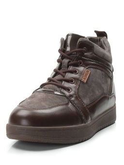 04-PA-18Z BROWN Ботинки зимние женские (натуральная замша и кожа, шерсть)