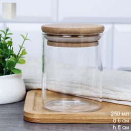 Банка для хранения бамбуковая крышка d-60/82 мм 250 мл / GT-35-11 /уп 200/