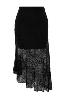 TRENDYOLMILLA Siyah Asimetrik Midi Astarl? Dantel Orme Etek TWOAW24ET00331 фото 8