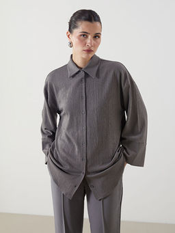 Dokulu Oversize Kad?n G?mlek Tunik