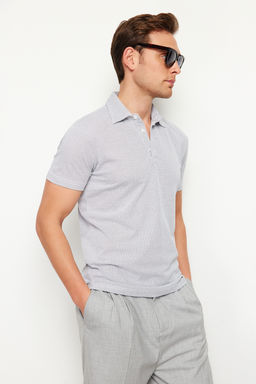 Beyaz Regular/Normal Kesim Dokulu Polo Yaka T-shirt TMNSS24PO00038