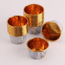 Цена за 50 шт. Форма для выпечки кексов и капкейков, кондитерская упаковка, «Белый мрамор», 7×4×5 см