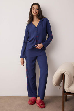 Pembe Kurdele/Fiyonk Nak?s Detayl? Viskon Dokuma Pijama Tak?m? THMAW26PT00089 - Trendyolmilla фото 17