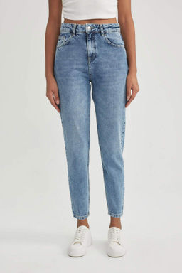 Джинсовые брюки длиной до щиколотки с высокой талией и высокой талией Lina Mom, потертые брюки