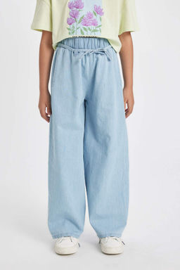 Широкие джинсовые брюки для девочек - Defacto фото 3