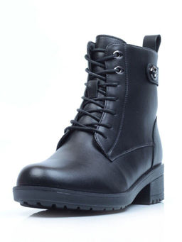 01-5573-1 BLACK Ботинки демисезонные (натуральная кожа, байка)