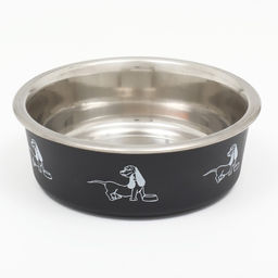 Миска металлическая в пластиковом корпусе Собачья любовь, 445 мл, черная